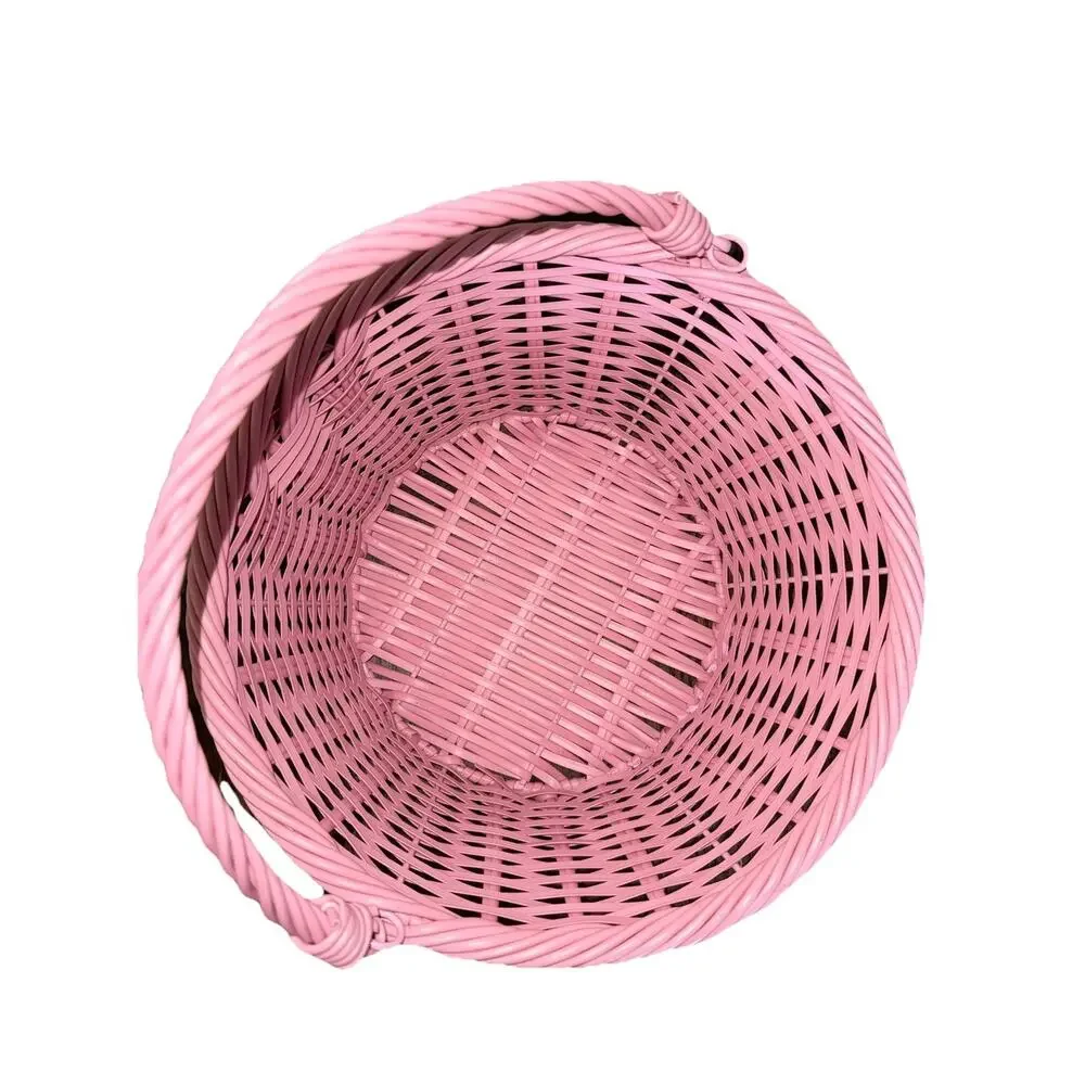 Pink Wicker Easter Basket 11.5” Used Excellent Condition